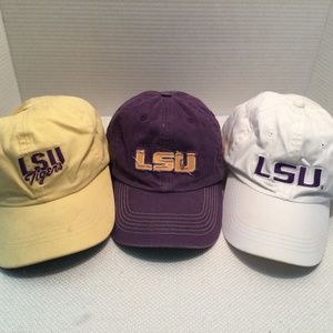 Men’s LSU Baseball Caps 3 per lot, White, Light Gold, Purple, Unisex
